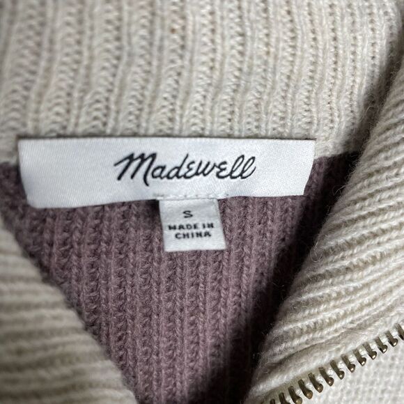 MADEWELL Sweater Womens Small Colorblock Glenbrook Half Zip Wool Blend ND208 - Picture 10 of 14